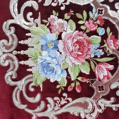 Embroidery Polyester Velvet Fabric Cloth For Sofa And Cushion